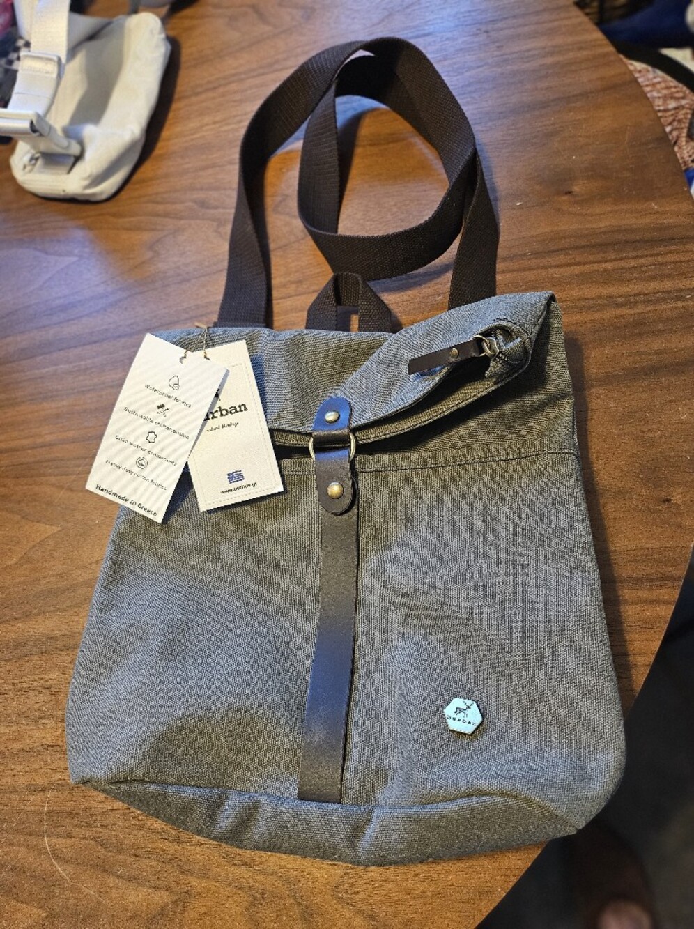 New W Tag Burban Greece Canvas And Leather Backpack Travel Bag